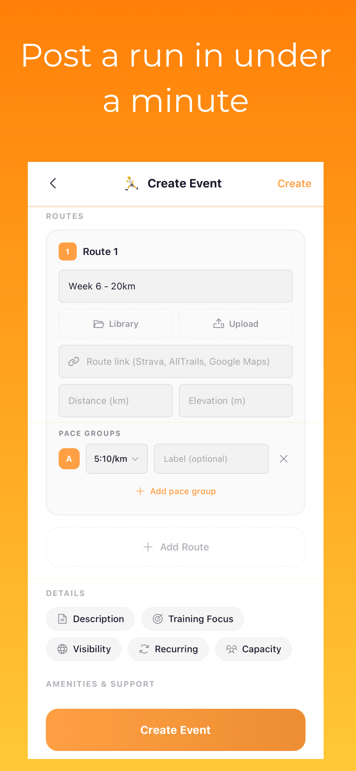 Create an event in under a minute